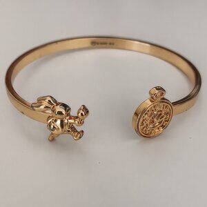 Disney Alice in Wonderland White Rabbit Gold Bangle Bracelet